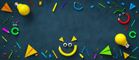 Back to school background. Colorful back to school greeting design.. 3D illustration