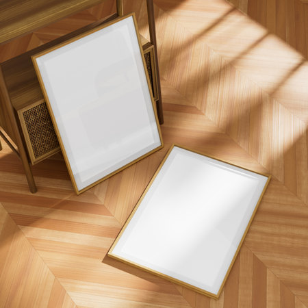 Mock up poster frame in Scandinavian style interior. 3D illustration