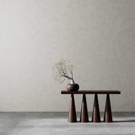 living room interior mock up with modern furnitures. Empty wall mock up in modern interior design. 3D illustrationの写真素材