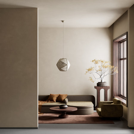 living room interior mock up with modern furnitures. Empty wall mock up in modern interior design....