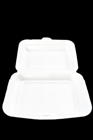 white foam box on black backgroundの写真素材