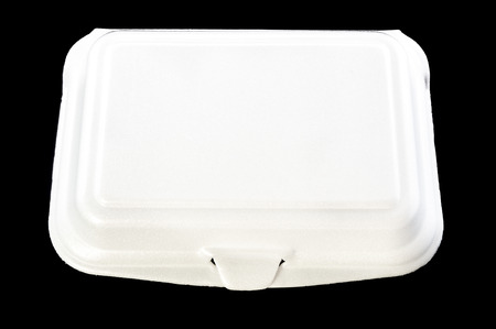 white foam box on black backgroundの写真素材