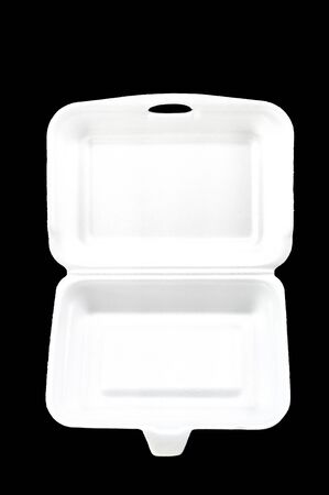 white foam box on black backgroundの写真素材