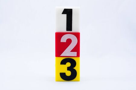 One to three block number in a stackの写真素材