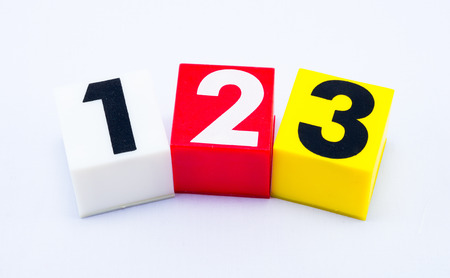 One to three number block on the floorの写真素材