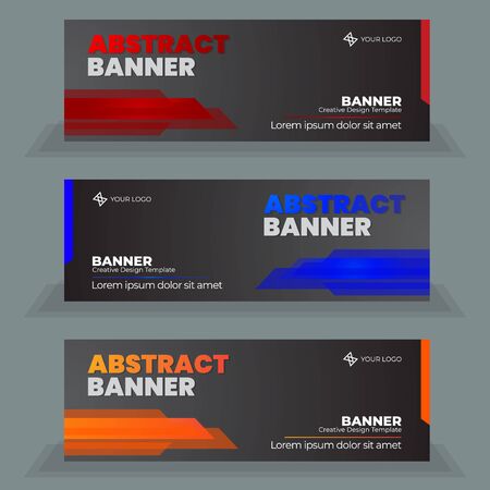 Abstract Red, Blue, and Orange color banner for modern design with Vector background for display promotion and print.のイラスト素材