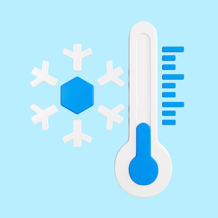 3D cold temperatures with illustrations of snow and cold temperaturesの写真素材