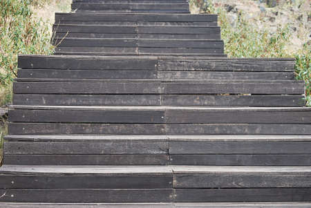 Wooden staircase on the roadの写真素材
