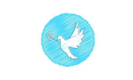 Hand drawn peace pigeon bird with olive branch.のイラスト素材