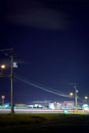 Night photography portraying light trails in the cityのeditorial素材