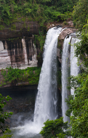Huai Luang waterfall High angle. National Park phu jong na yoi Ubon Ratchathani ,Thailand.の写真素材