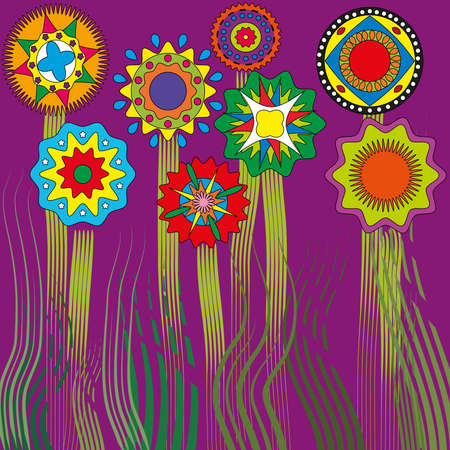 Drawing on plum background color colorful abstractionのイラスト素材