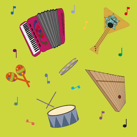 Russian folk musical instruments pattern picture posterのイラスト素材