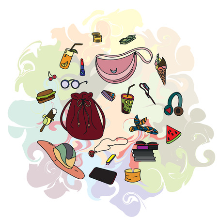 Style and fashion collage of fashion itemsのイラスト素材