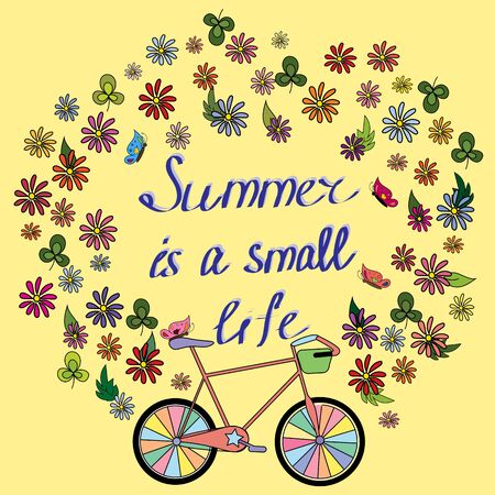 summer card with a bicycle Vector illustration.のイラスト素材