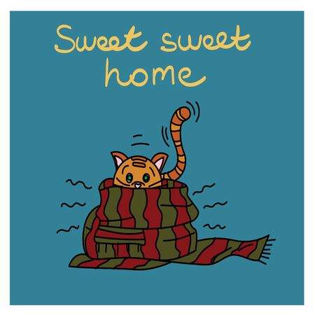 Kitten in a scarfのイラスト素材