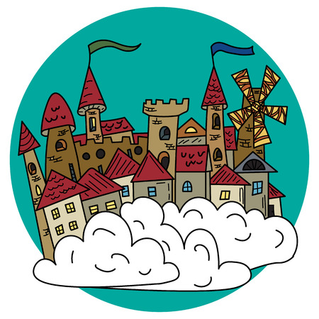 Fabulous city in the cloudsのイラスト素材