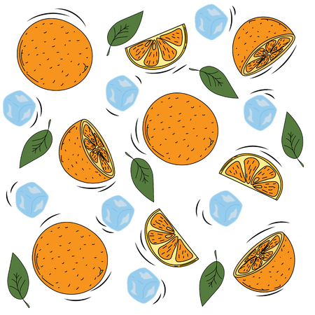Orange paradise Bright juicy sweet orange Vector drawing.のイラスト素材
