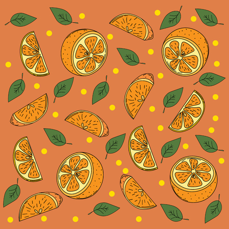 Orange paradise. Bright juicy sweet orange Vector drawingのイラスト素材