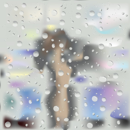 Silhouette of a girl blurred by rain. Vector fantasy graphicsのイラスト素材