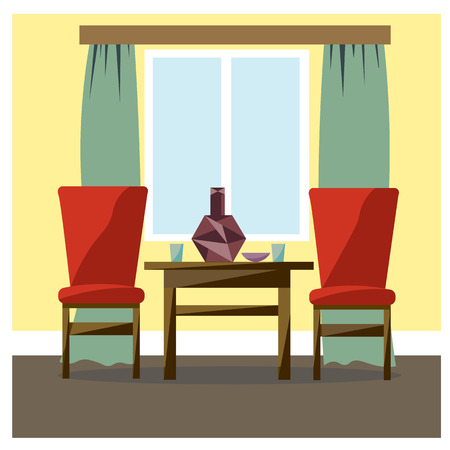 The interior of the room is furnished. Vector drawingのイラスト素材