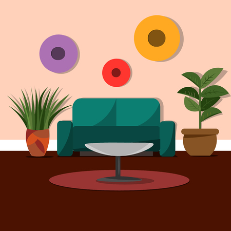 Vector image of a room interior with furniture.のイラスト素材