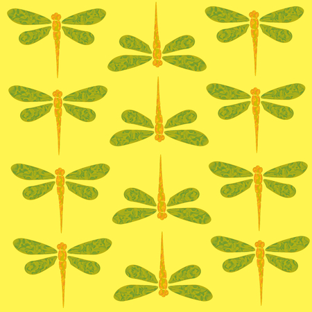 A dragonfly with patterns a contour gentle pattern and a background.のイラスト素材