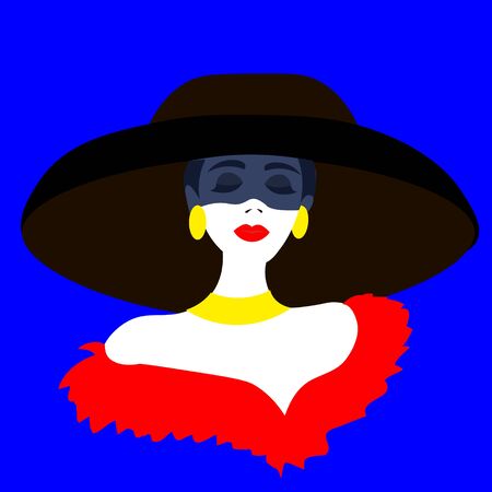 Young woman model in profile in pop art style. Sexy girl for advertising with bright hair.のイラスト素材