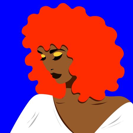 Young woman model in profile in pop art style. Sexy girl for advertising with bright hairのイラスト素材
