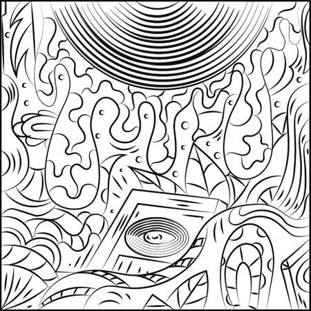 Abstract vector illustration on the theme of music. Surrealistic background picture.のイラスト素材