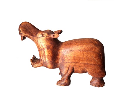 Wooden hippopotamus.の写真素材