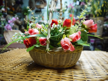 a basket of flowers.の写真素材