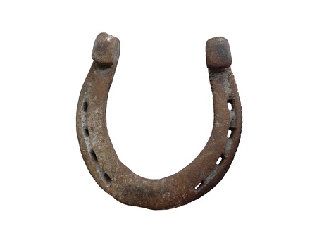   Photo old rusty horseshoe isolated on white backgroundの写真素材