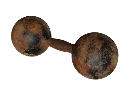 Photo of old dumbbells isolated on white backgroundの写真素材