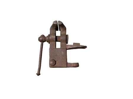 bench vise isolated on white background の写真素材
