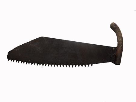 Old saw interesting shapes isolated on white backgroundの写真素材