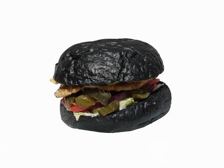 Photo of black hamburger isolated on white background.の写真素材