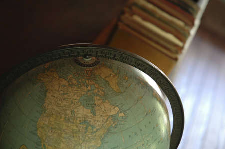 A closeup of an old-fashioned globe.の写真素材