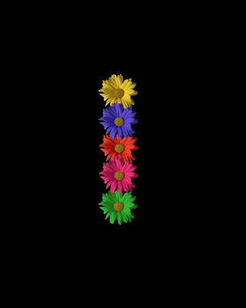 The letter "I' formed wtih colorful flowers.の写真素材