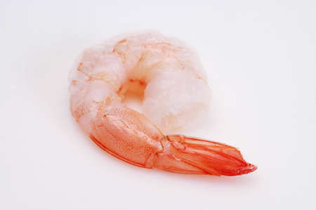 A closeup of shrimp on a white background.の写真素材