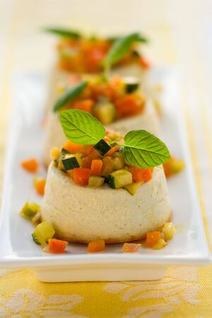 Roquefort cheesecake with vegetablesの写真素材