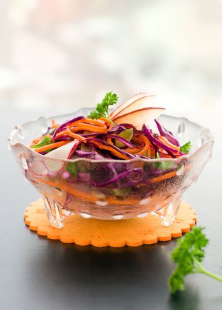 healthy vegetarian  salad with red cabbage の写真素材