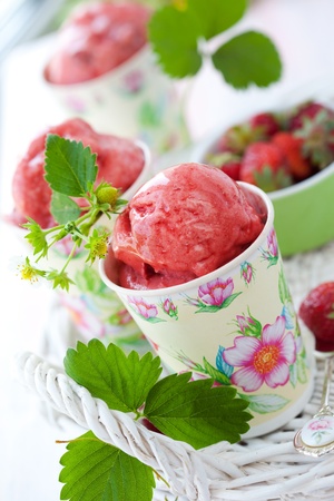 Strawberry Ice Cream or sorbetの写真素材