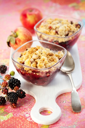 Delicious apple and blackberry crumbleの写真素材