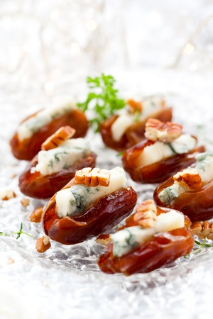 dates stuffed with blue cheese for holidayの写真素材