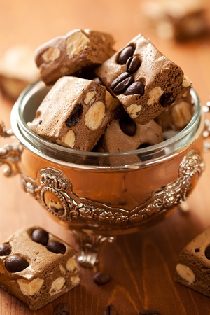 Nougat with coffee bean,nut and chocolateの写真素材