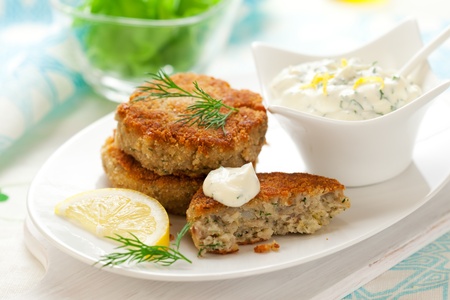 Cod Fish Cakes with sauce