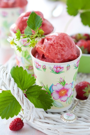 Strawberry Ice Cream or sorbetの写真素材