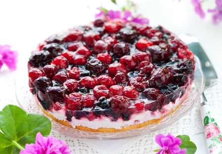 fresh fruit tart on the plateの写真素材