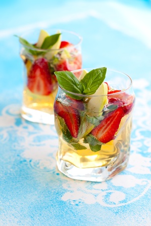 Strawberry,Apple and  Basil Sangriaの写真素材